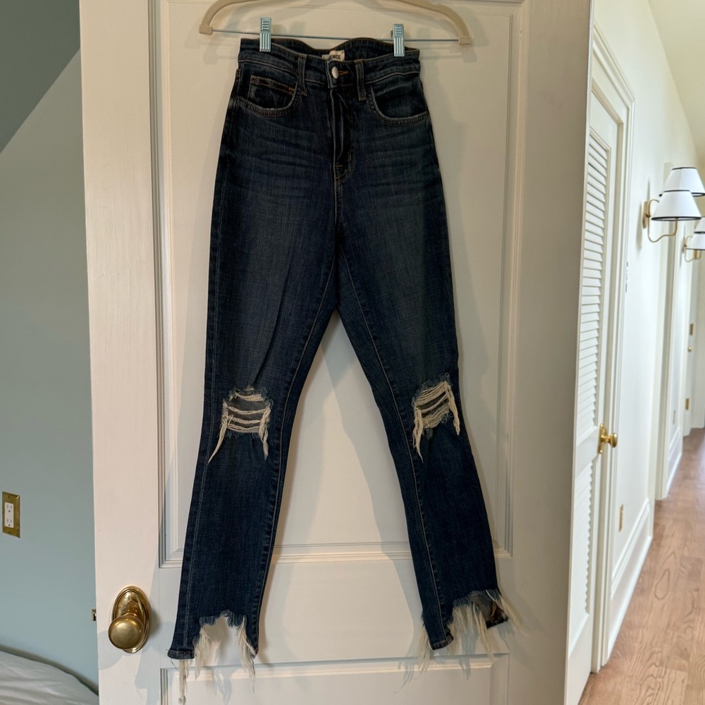 L'AGENCE Dark Blue Distressed Skinny Jeans